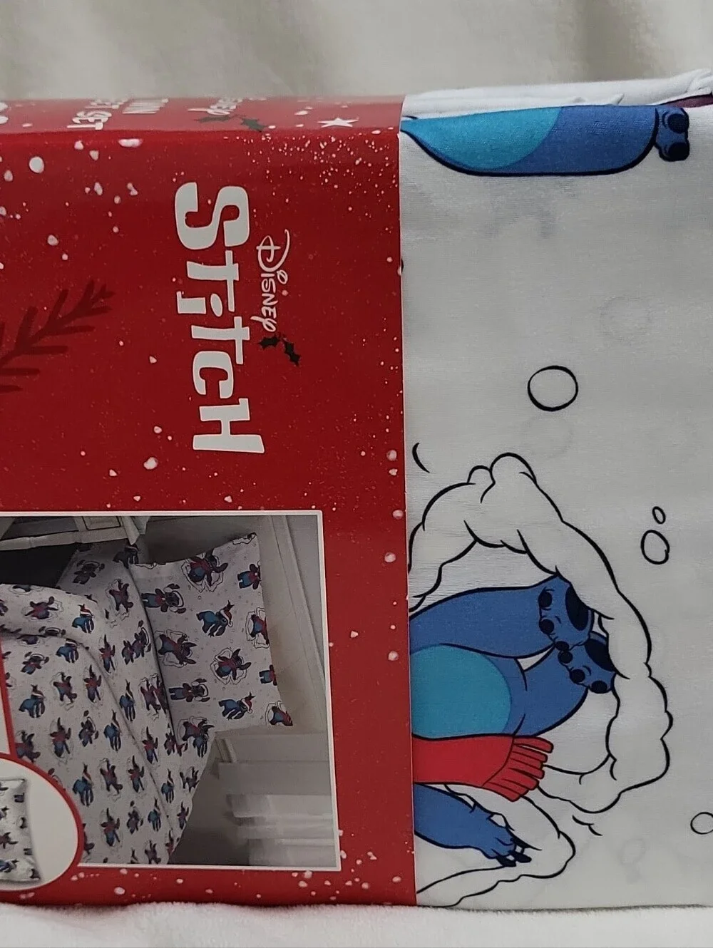 Disney Stitch Twin Sheet Set Holiday 3 Piece Set Christmas Sheets New